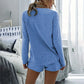 Loungewear-Set mit langärmligem Oberteil und Shorts für Damen