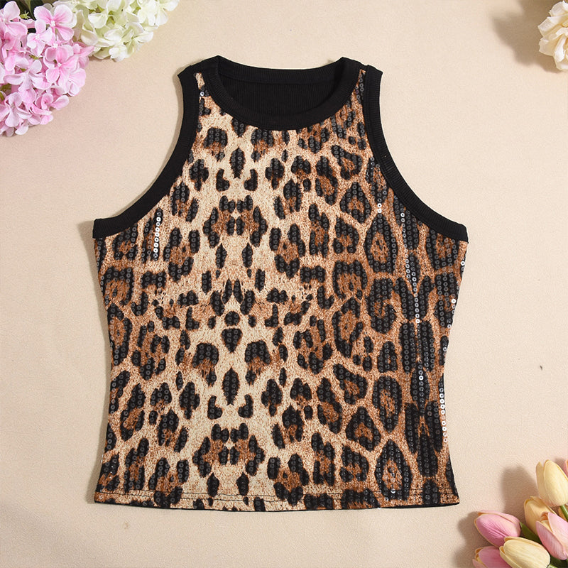 Slim Fit Tanktop mit Pailletten und Rundhalsausschnitt