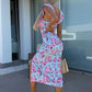 Elegantes Kleid mit Blumenmuster und Seitenschlitz für Damen
