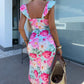 Elegantes Kleid mit Blumenmuster und Seitenschlitz für Damen