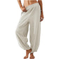 Lässige Damenhose mit weitem Bein und elastischer Taille