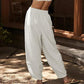 Lässige Damenhose mit weitem Bein und elastischer Taille