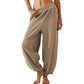 Lässige Damenhose mit weitem Bein und elastischer Taille