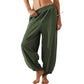 Lässige Damenhose mit weitem Bein und elastischer Taille
