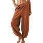 Lässige Damenhose mit weitem Bein und elastischer Taille