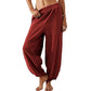Lässige Damenhose mit weitem Bein und elastischer Taille