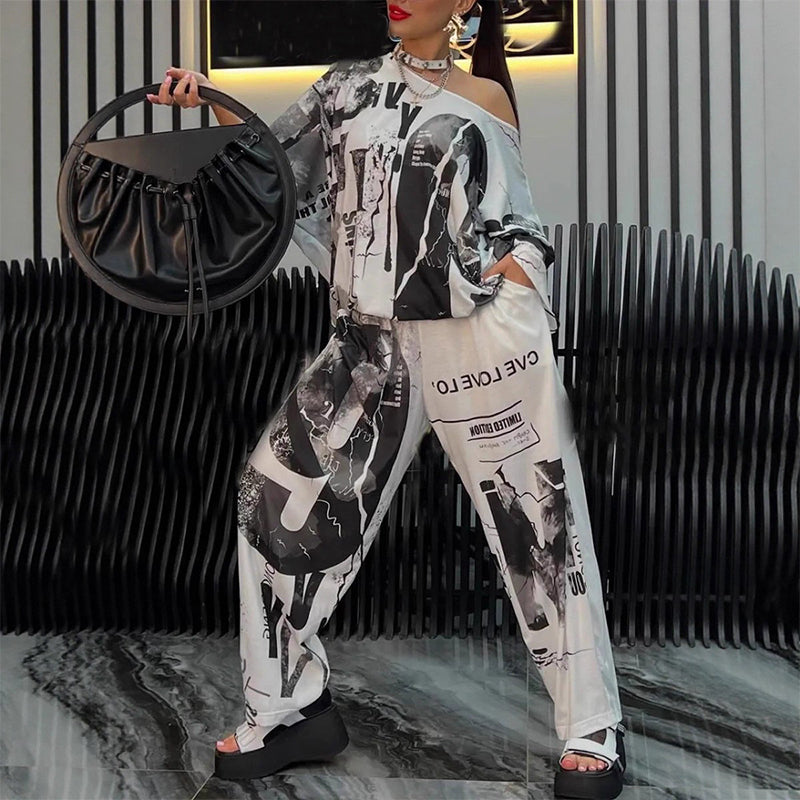 Damen modisches zweiteiliges Set aus Oberteil und Hose