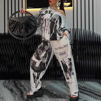 Damen modisches zweiteiliges Set aus Oberteil und Hose