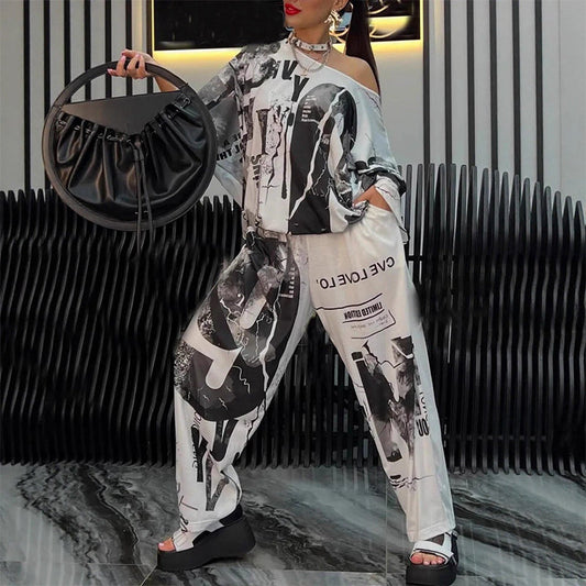 Damen modisches zweiteiliges Set aus Oberteil und Hose