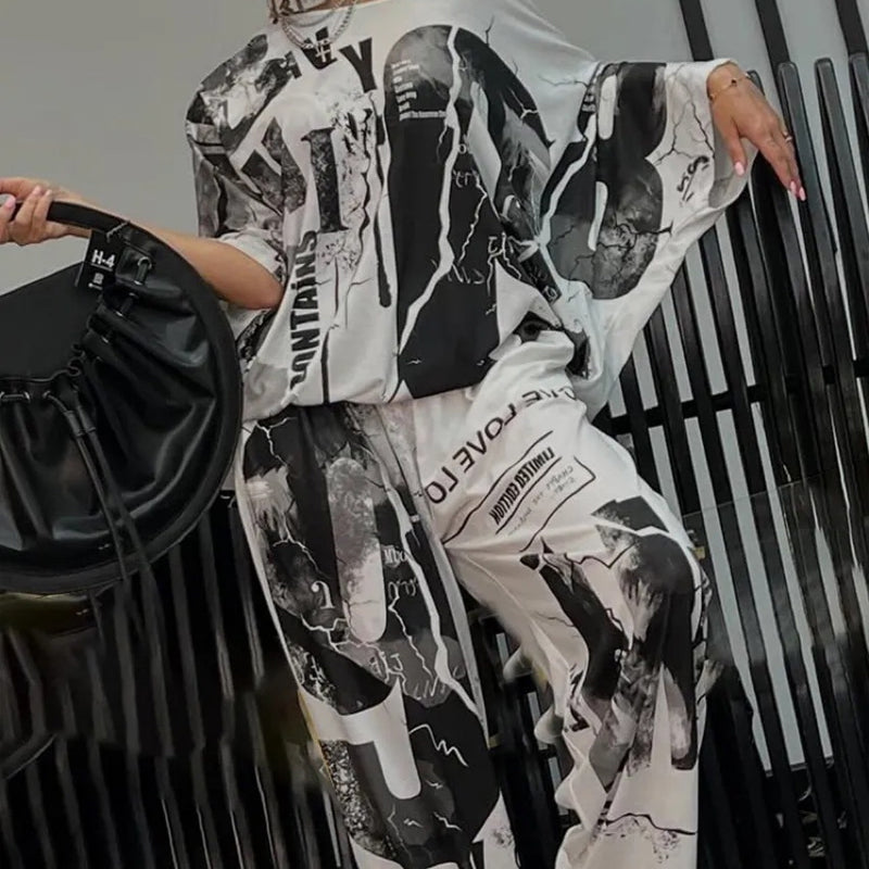 Damen modisches zweiteiliges Set aus Oberteil und Hose