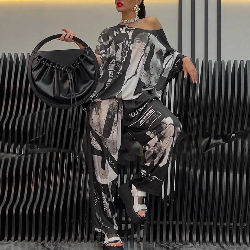 Damen modisches zweiteiliges Set aus Oberteil und Hose