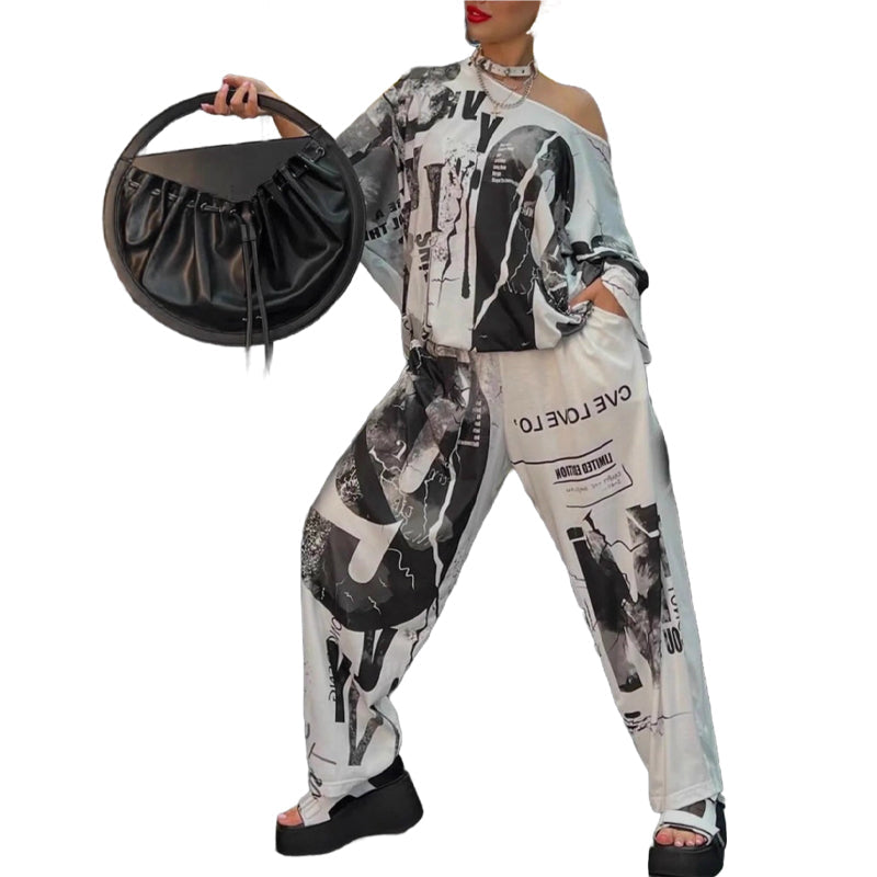 Damen modisches zweiteiliges Set aus Oberteil und Hose