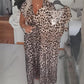 ⏰50% Rabatt💃Damenkleid mit V-Ausschnitt und Leopardenmuster