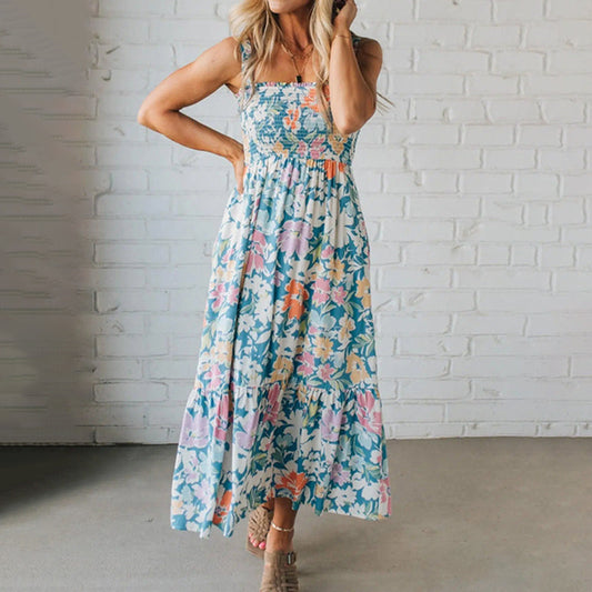 Fließendes Kleid mit Blumendruck und Trägern für Damen