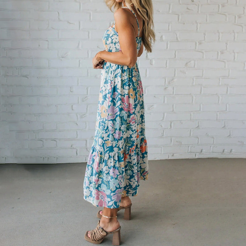 Fließendes Kleid mit Blumendruck und Trägern für Damen