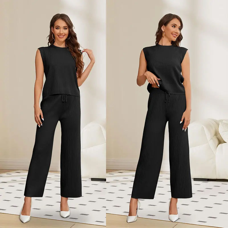 Lässiges ärmelloses Damen-Top und Hosen-Set