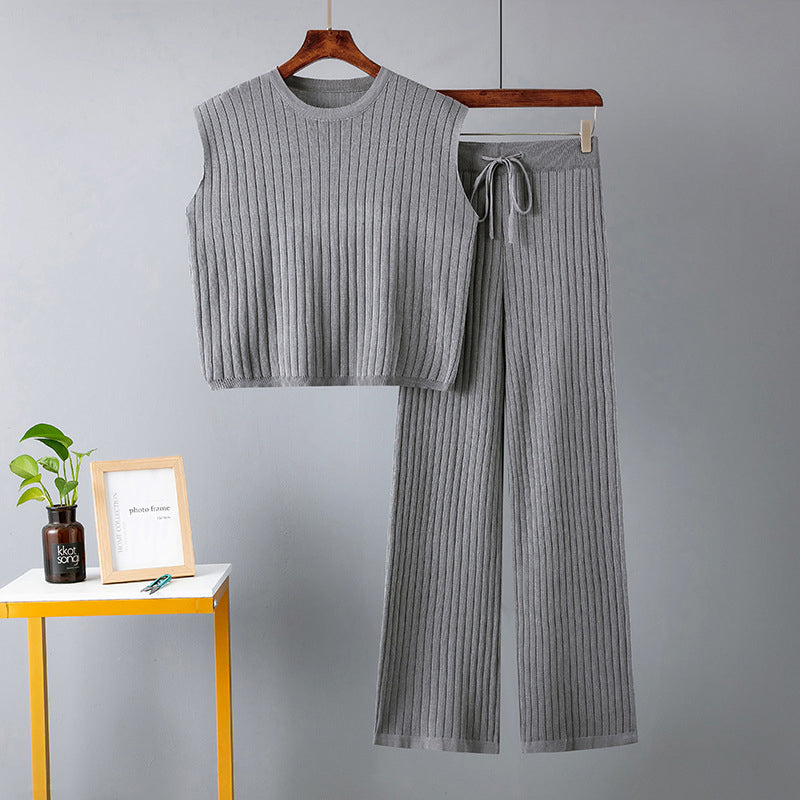 Lässiges ärmelloses Damen-Top und Hosen-Set