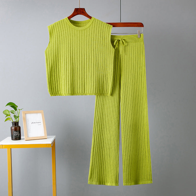 Lässiges ärmelloses Damen-Top und Hosen-Set