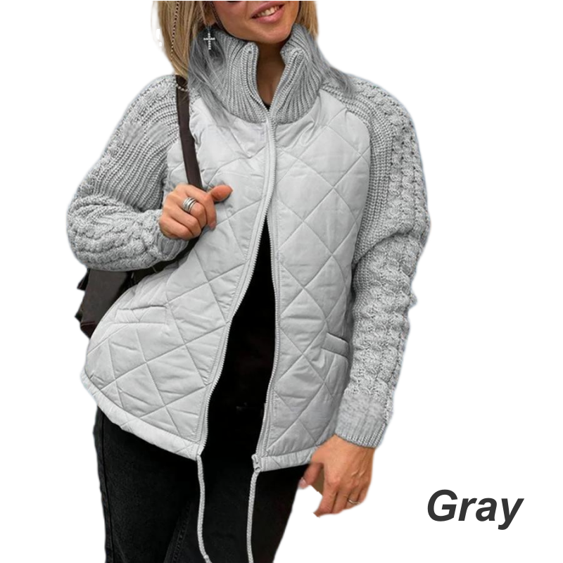 ⏳Begrenzte Zeit 50% Rabatt💥Gestrickte Patchwork-Pufferjacke für Damen