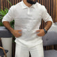 Herren-T-Shirt mit Kragen in Weiß