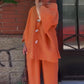 Damen-Set mit lockerer Passform: Oberteil und Hose mit weitem Bein