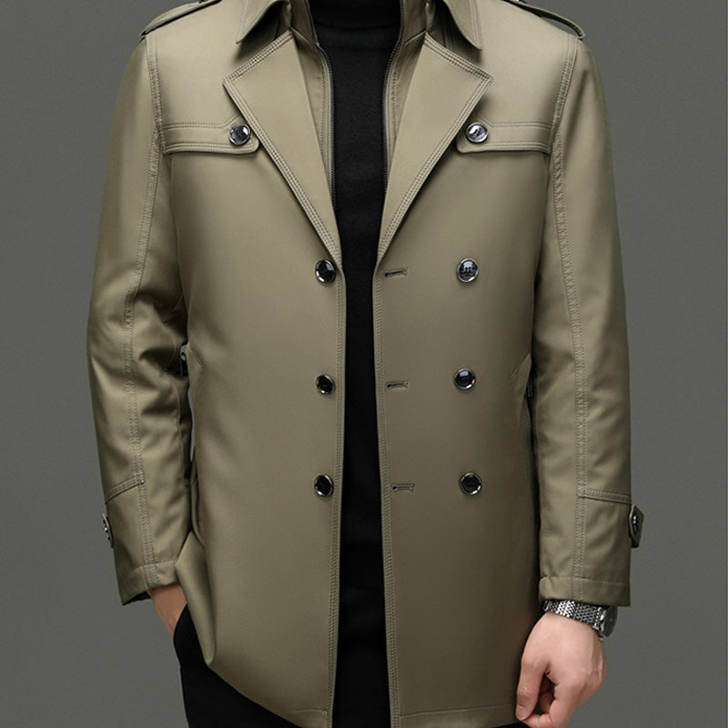 🔈🔈50% Rabatt!🔥Mittellanger Trenchcoat für Herren mit herausnehmbarem Innenfutter🚀Versandkostenfrei