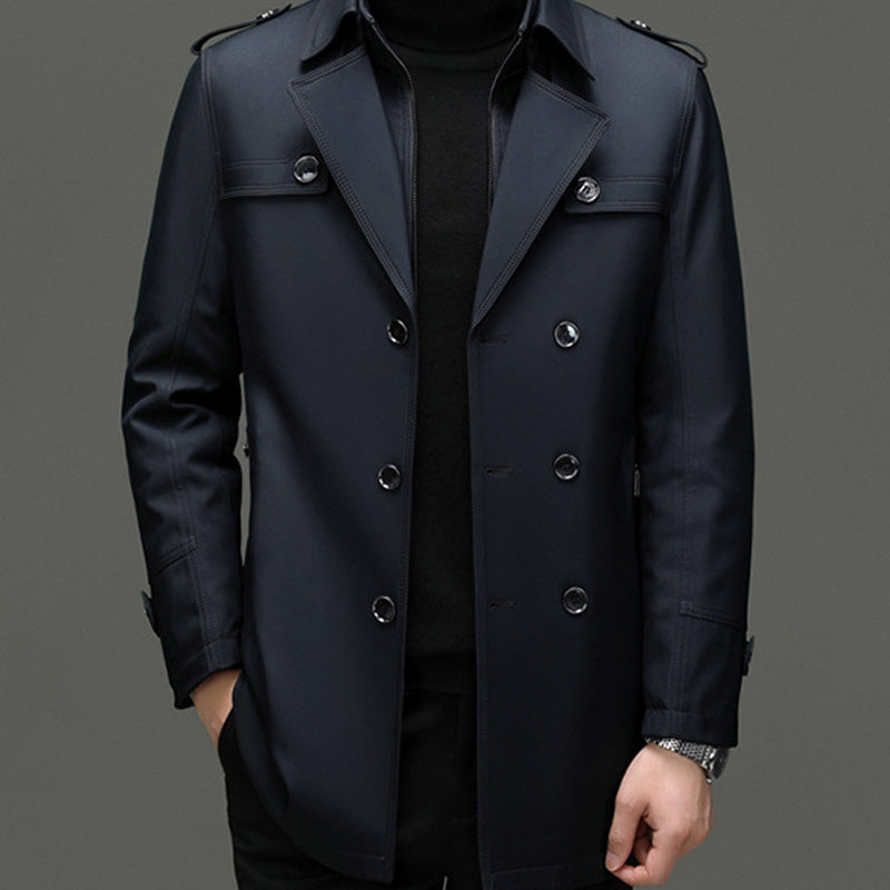 🔈🔈50% Rabatt!🔥Mittellanger Trenchcoat für Herren mit herausnehmbarem Innenfutter🚀Versandkostenfrei