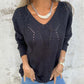 Wendbarer Pullover mit V-Ausschnitt und Hohlmuster