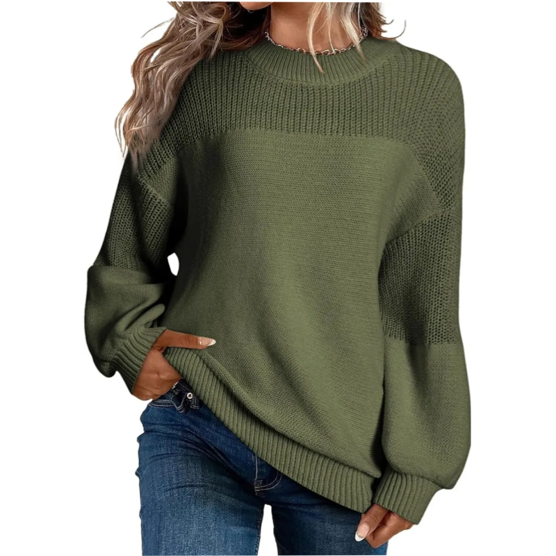 Locker sitzender Langarm-Strickpullover für Damen
