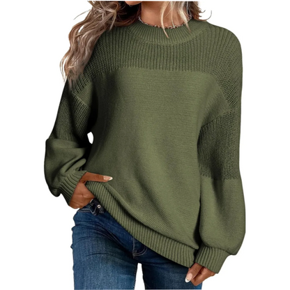 Locker sitzender Langarm-Strickpullover für Damen