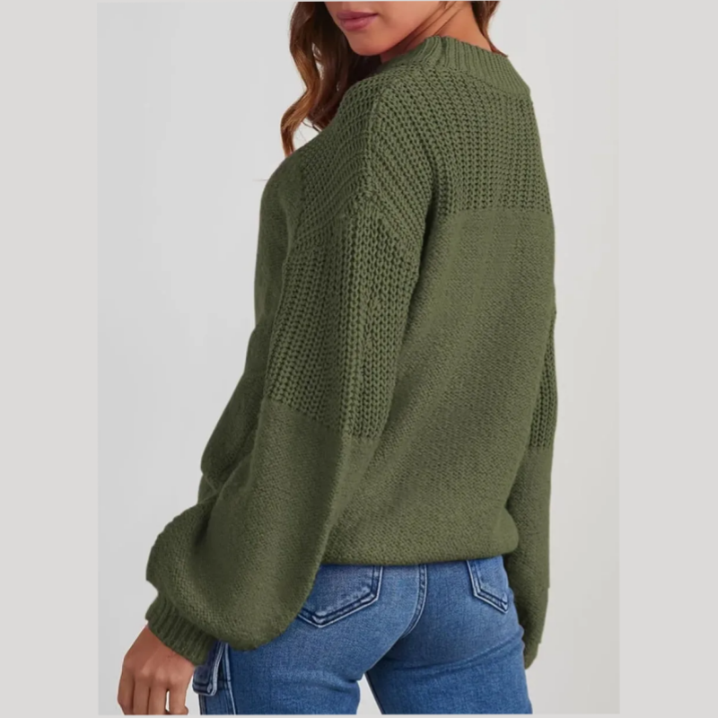 Locker sitzender Langarm-Strickpullover für Damen