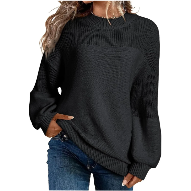 Locker sitzender Langarm-Strickpullover für Damen