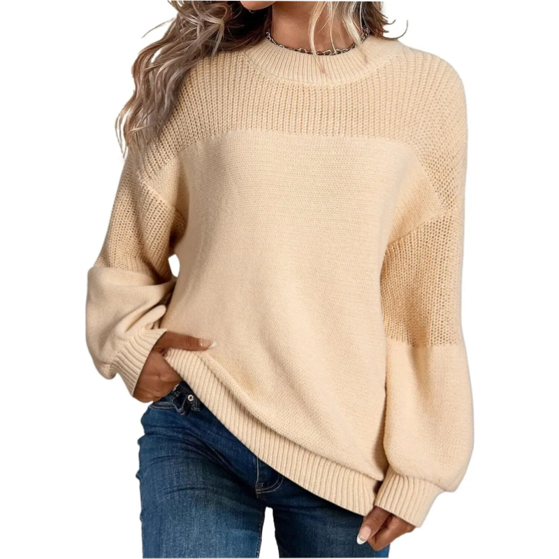 Locker sitzender Langarm-Strickpullover für Damen