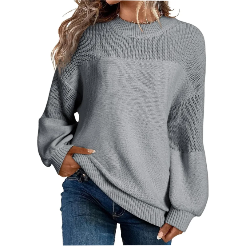 Locker sitzender Langarm-Strickpullover für Damen