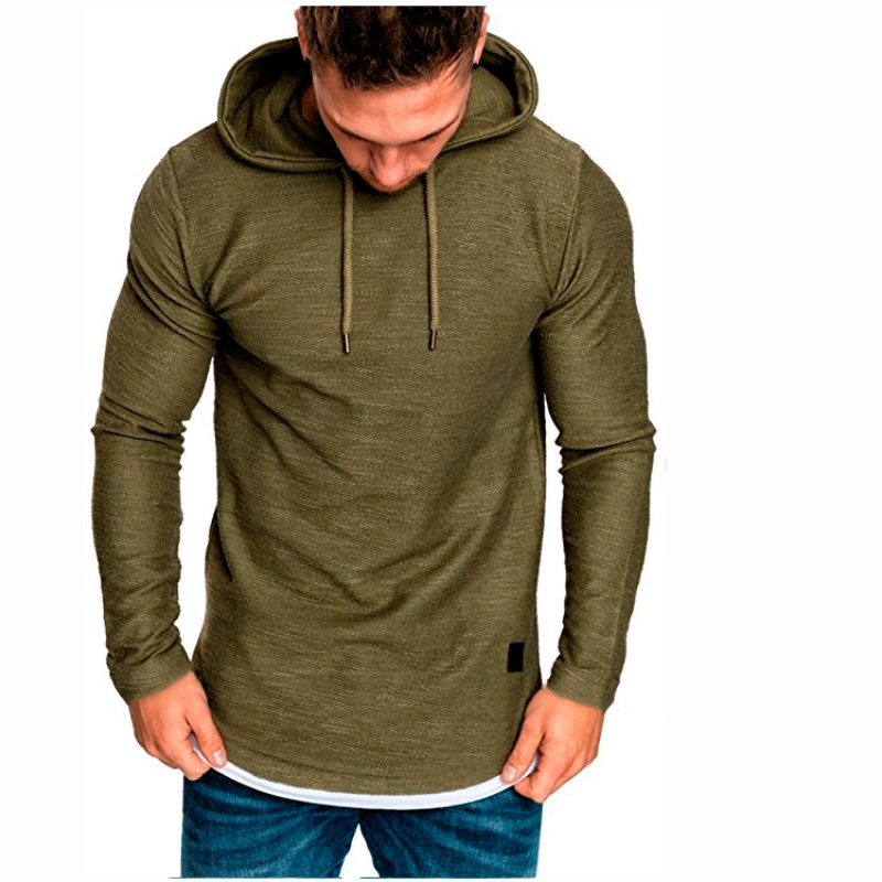 🔥Beliebtes Produkt ！✨Einfarbiges Langarm-Sweatshirt mit Kordelzug und Kapuzen