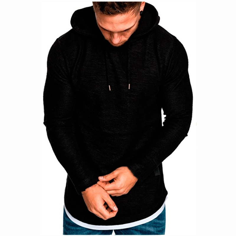 🔥Beliebtes Produkt ！✨Einfarbiges Langarm-Sweatshirt mit Kordelzug und Kapuzen