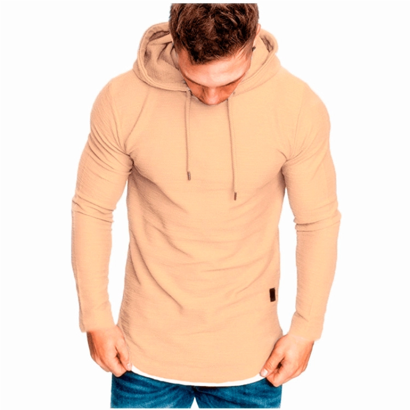 🔥Beliebtes Produkt ！✨Einfarbiges Langarm-Sweatshirt mit Kordelzug und Kapuzen