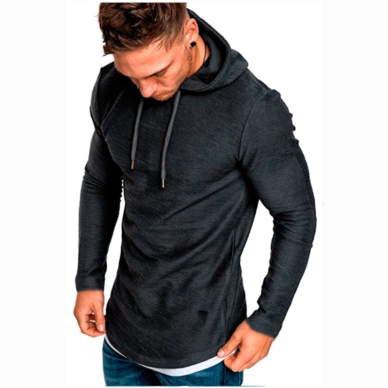 🔥Beliebtes Produkt ！✨Einfarbiges Langarm-Sweatshirt mit Kordelzug und Kapuzen