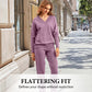 2-teiliges Damen-Set aus Pullover mit V-Ausschnitt und Hose mit hoher Taille