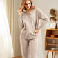 2-teiliges Damen-Set aus Pullover mit V-Ausschnitt und Hose mit hoher Taille