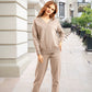 2-teiliges Damen-Set aus Pullover mit V-Ausschnitt und Hose mit hoher Taille