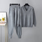 2-teiliges Damen-Set aus Pullover mit V-Ausschnitt und Hose mit hoher Taille