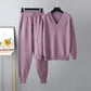 2-teiliges Damen-Set aus Pullover mit V-Ausschnitt und Hose mit hoher Taille