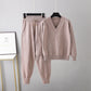 2-teiliges Damen-Set aus Pullover mit V-Ausschnitt und Hose mit hoher Taille