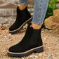 Women's Solid Elastic Low Heel Ankle Boots