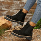 Women's Solid Elastic Low Heel Ankle Boots