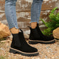 Women's Solid Elastic Low Heel Ankle Boots