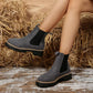 Women's Solid Elastic Low Heel Ankle Boots