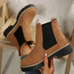 Women's Solid Elastic Low Heel Ankle Boots