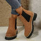Women's Solid Elastic Low Heel Ankle Boots